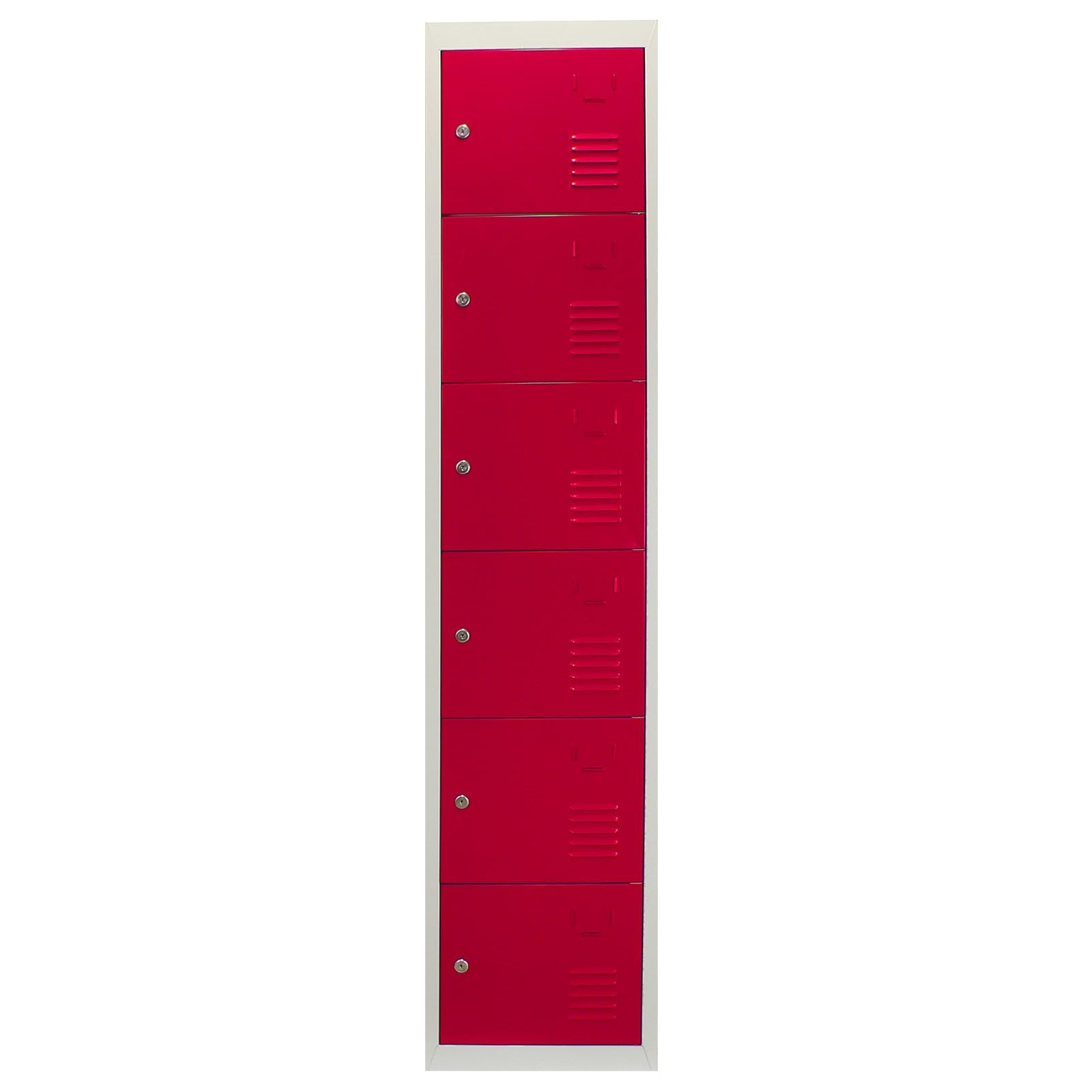 MonsterShop - Taquilla Metálica para Montar con 6 Puertas Rojas 45x38x180cm con Estantes llaves Imanes Portatarjetas Nombre Número Casillero Metalico Metal Locker Escuela Gimnasio Vestuario y Oficina