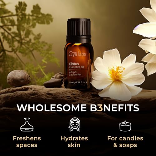 Image of 100% Pure Cistus Essential Oil - 0.34 Fl Oz - Cistus Oil for Hair, Skin, Diffuser, Aromatherapy & DIY Candle Making Scent