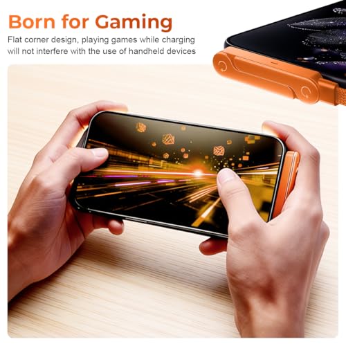 Image of Verilux 240W Type C Cable Fast Charging & Type C Connector with Foldable Phone Stand, 1.5M /4.9Ft Flat PVC USB C Cable with 480Mbps Data Transfer for iPhone 17 /16 /15, Galaxy S26 /S25 /S24