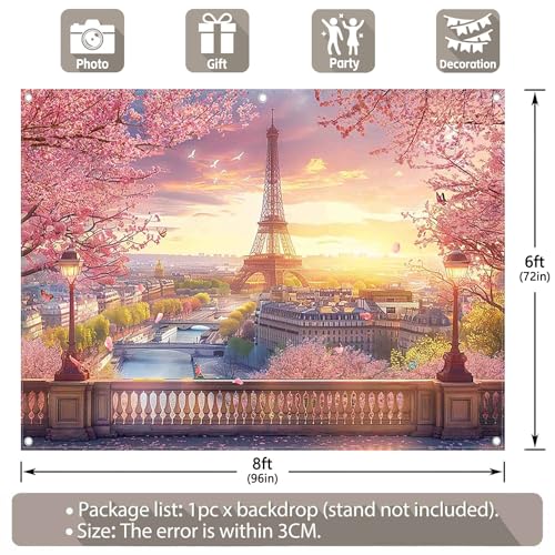 Fondo fotográfico tela 8x6 ft paisaje París miniatura 3