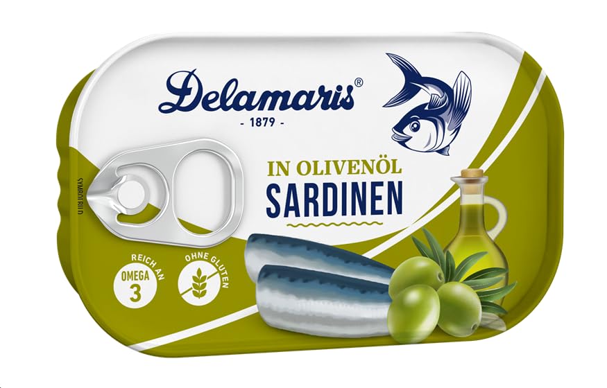 Sardinen in Olivenöl Glutenfrei Reich an Omega-3-Fettsäuren Ohne Zusatzstoffe 10x90g 10er-Pack
