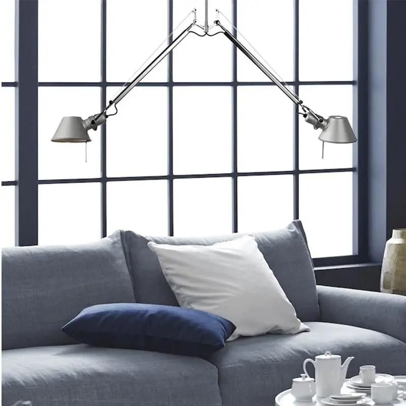Lampe à suspension robotique télescopique à double tête pour salon et salle à manger avec lumière chaude