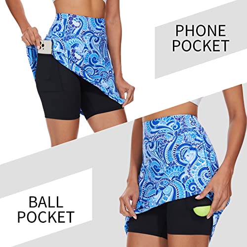 Image of M MOTEEPI Modest Knee Length Skorts Skirts for Women Tennis Athletic Golf Skort with Pockets UV Protection High Waist