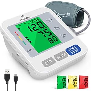 Blood Pressure Monitor, PANACARE Automatic Blood Pressure Machine for Upper Arm, Adjustable Digital BP Cuff Kit, Adjustable Cuff Large Arm Tri-Color Backlight Screen Audio Reading