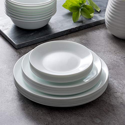Corelle Vitrelle 8-Piece (6.75") Salad Appetizer Plates Set, Triple Layer Glass and Chip Resistant, Lightweight Round 6-3/4-inch Plates, Winter Frost White by Corelle - Image 3