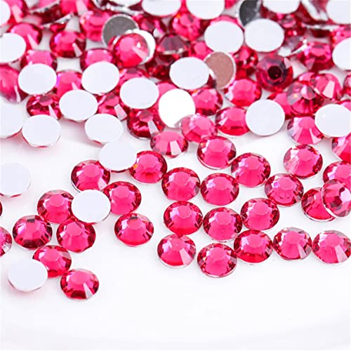 Image of 1500 Pieces SS16 4mm Flatback Rhinestones Clear Glass Round Gems Crystals for Nail Art DIY Crafts Clothes Shoes Bags （Rose Red）