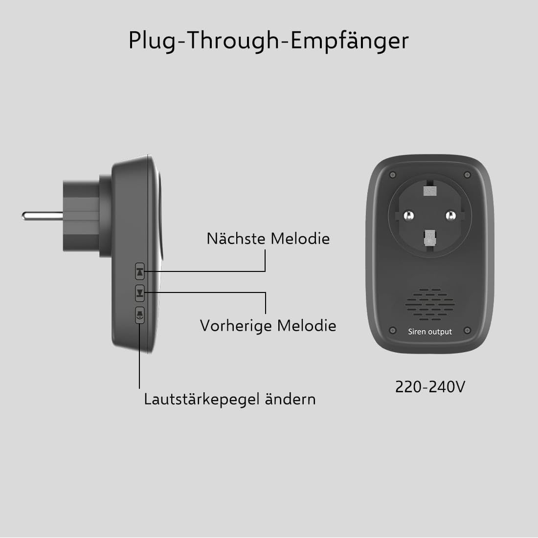 ELRO DB4000 Drahtloses kinetisches Türklingel-Set - mit Steck-Empfänger mit Steckdose - keine Batterien nötig 150 Meter