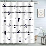Moslion Cute Pandas Shower Curtains Bathroom Curtain Waterproof with Hooks 72x72 Inch for Men Women Boys Girls