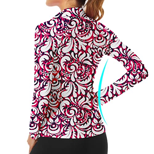 Womens Long Sleeve 1/4 Zip Pullover Athletic Hiking Running Workout T Shirt S #TOP1