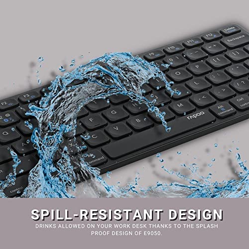 Image of Rapoo E9050 C-Type Rechargeable Bluetooth Wireless Multi-Device (4 Devices) Keyboard for Windows /iOS /Android,Tablet /Smartphone - 3 Years Warranty Dark Grey