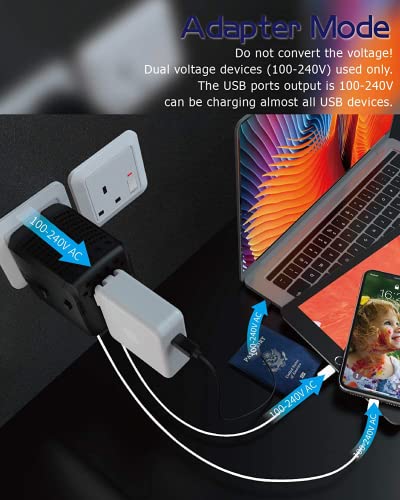 Eleclead 2000Watt All In One Step Down Voltage Converter 220V To 110V For Hair Dryer Steam Iron Cell Phone Laptop, Travel Plug Adapter Dual Usb Combo Us To Europe Israel Uk Italy Spain Asia Over 160 Countries thumb #4