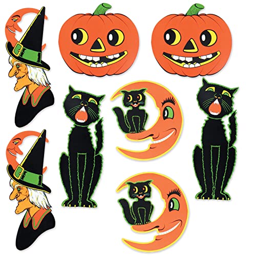 Beistle 8 Piece Retro Vintage Paper Halloween Decoration Cut Outs