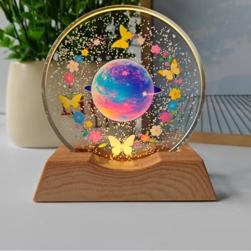 Image of 3D Acrylic LED Night Light - Warm White & Colorful Butterfly Design with Durable Plastic Base, Decorative Table Lamp for Bedroom, Living Room, Kids Room, Study & Home Decor Gifting