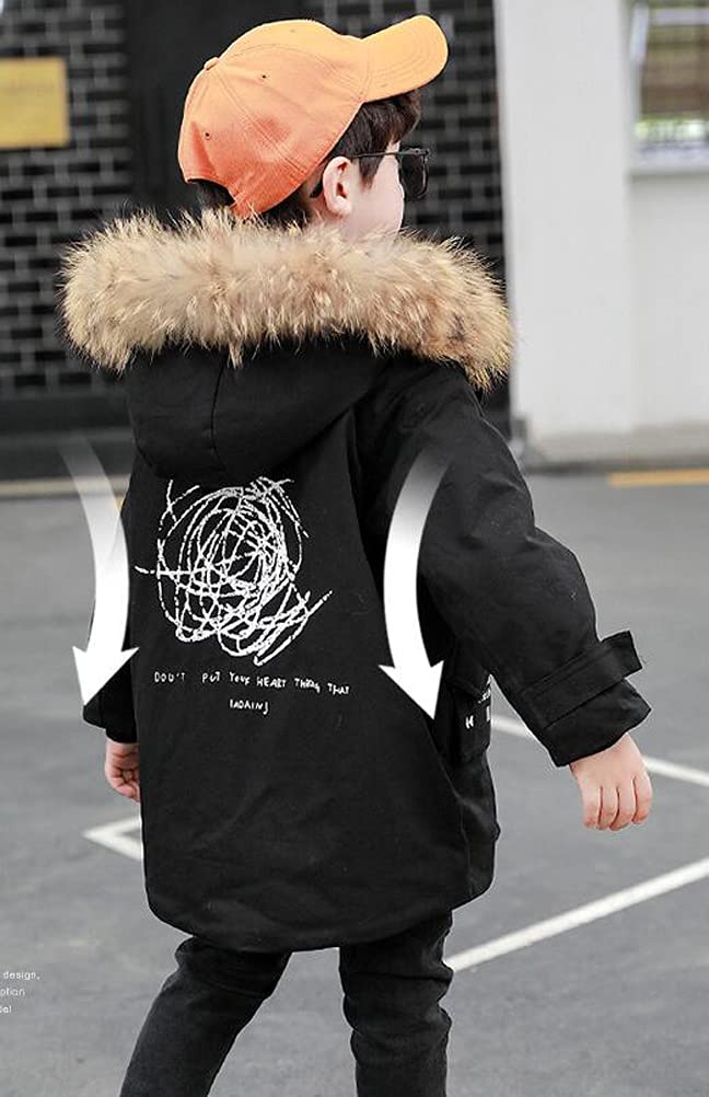 Cappotto da bambino e bambino, invernale, con cappuccio e pelliccia