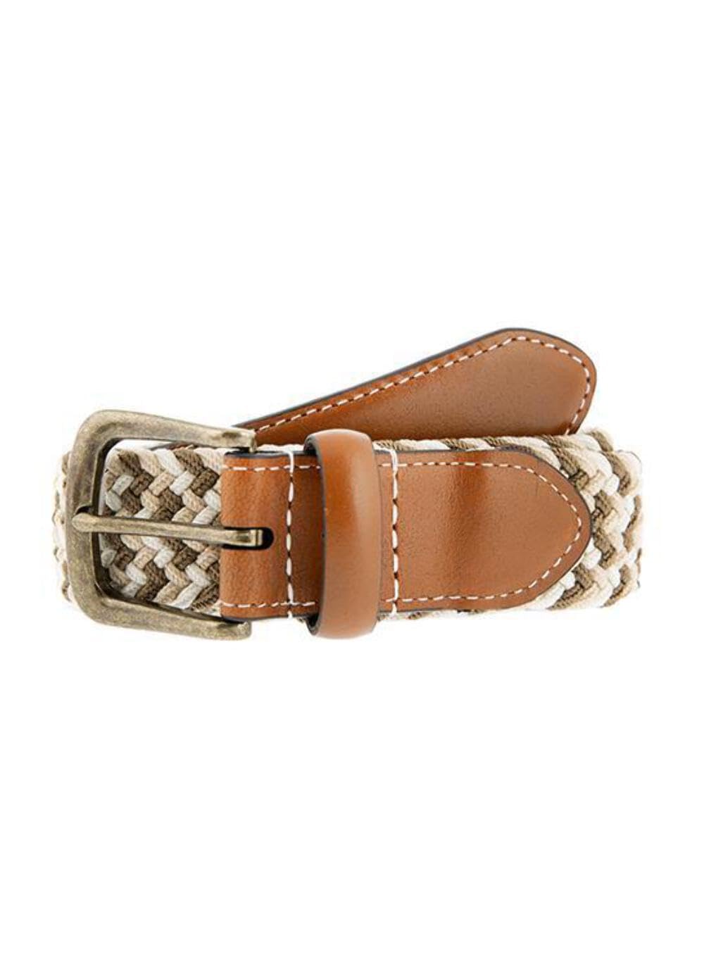 Dents Men’s Stretch Elastic Webbing Belt CAMEL/IVORY S