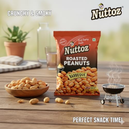 Image of Nuttoz Roasted Peanut Barbeque - Pack of 2 (140gm each) | Jumbo Roasted Moongfali | Non Fried Ready to Eat Healthy Snack | Crunchy Snack and Namkeen