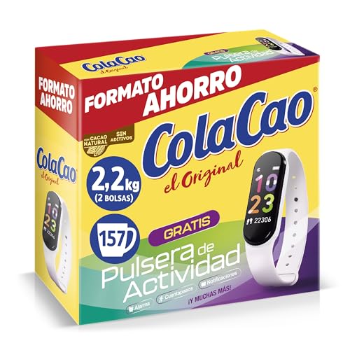 ColaCao, Original, Cacao Soluble Natural sin Aditivos - Formato Ahorro - 2,2kg (Pulsera de Actividad)
