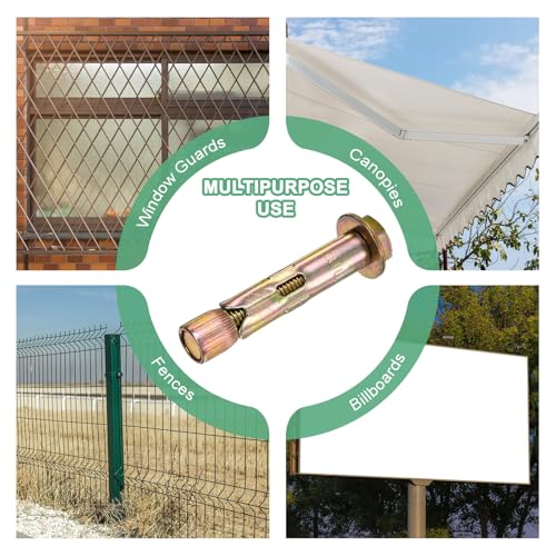 Image of M METERXITY 5-Pack Hex Expansion Bolt, M16x100mm Colored Galvanized Iron-Carbon Steel External Hex Expansion Bolts, Anti-Corrosion Metal Bolt for Concrete /Dry Brick /Block Walls