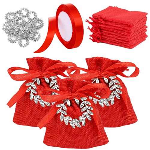 RTRTGS RT 10 pezzi Bomboniere Laurea, Sacchetti Bomboniere Laurea Rossi per Confetti, Bomboniere Fai da Te, Bomboniera Laurea per Cerimonia e Festa di Laurea, Laurea Gadget (Rosso)