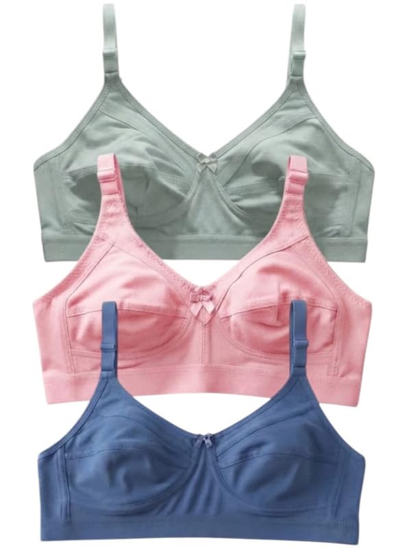 Women’s Cotton Full Coverage Non Padded Non Wired Everyday T-Shirt Bra Combo (Pack of 3)-picture-19