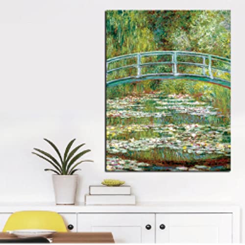 Toile Claude Monet Nymphéas 50x70cm pour décoration murale élégante de salon