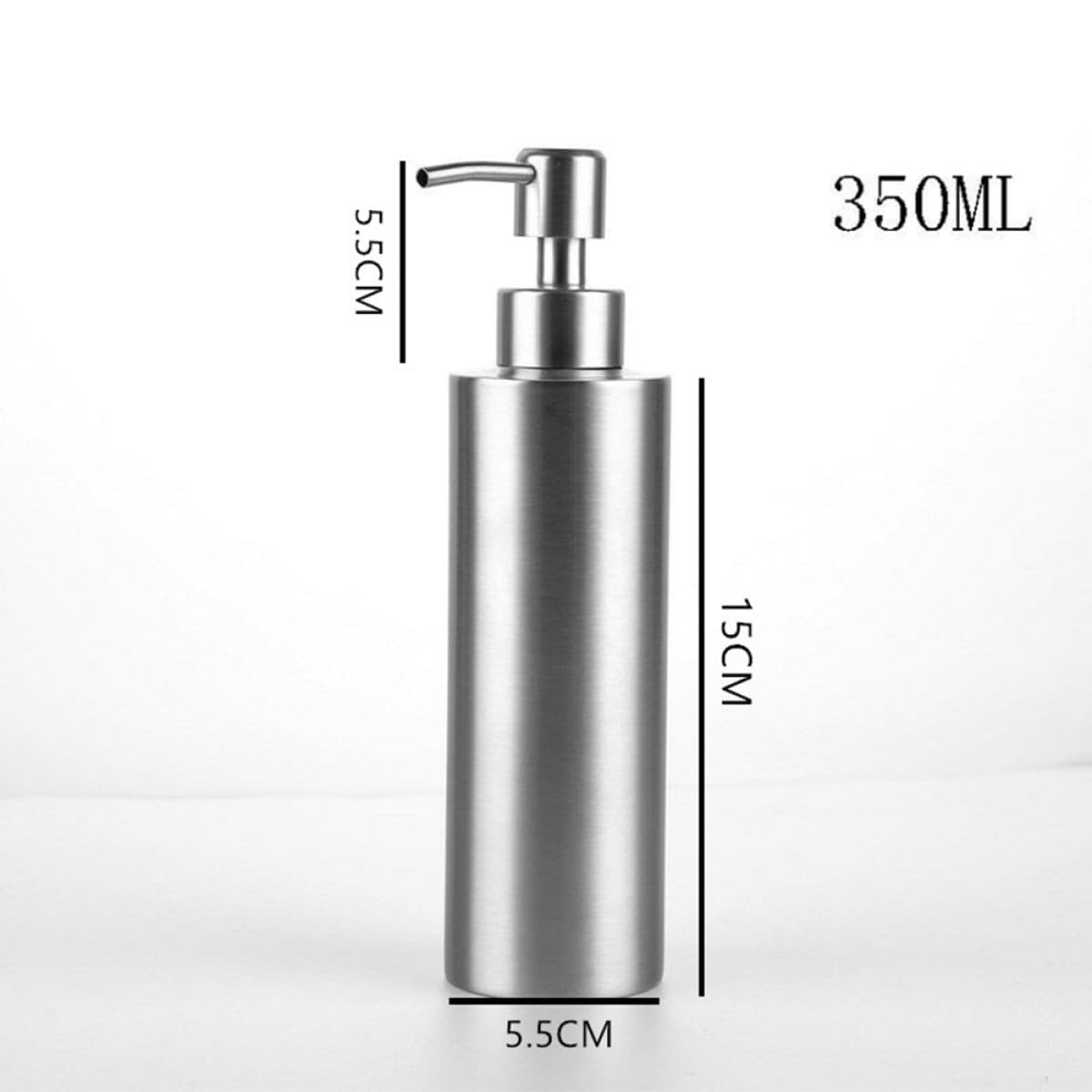 NUOBESTY 2 Stück Edelstahl Press Seifenspender 250ml und 350ml Wiederbefüllbar Zylindrisch für Küche und Badezimmer Einfache Reinigung Modernes Kompaktes Design