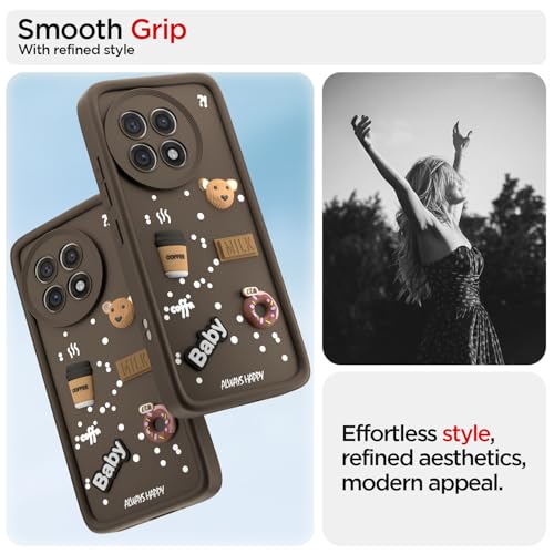 Image of Outlouders Back Cover for OnePlus 13R 5G | 3D Cartoon Bear Cute Fun Silicone Full Body Protection Bumper Case (Brown)