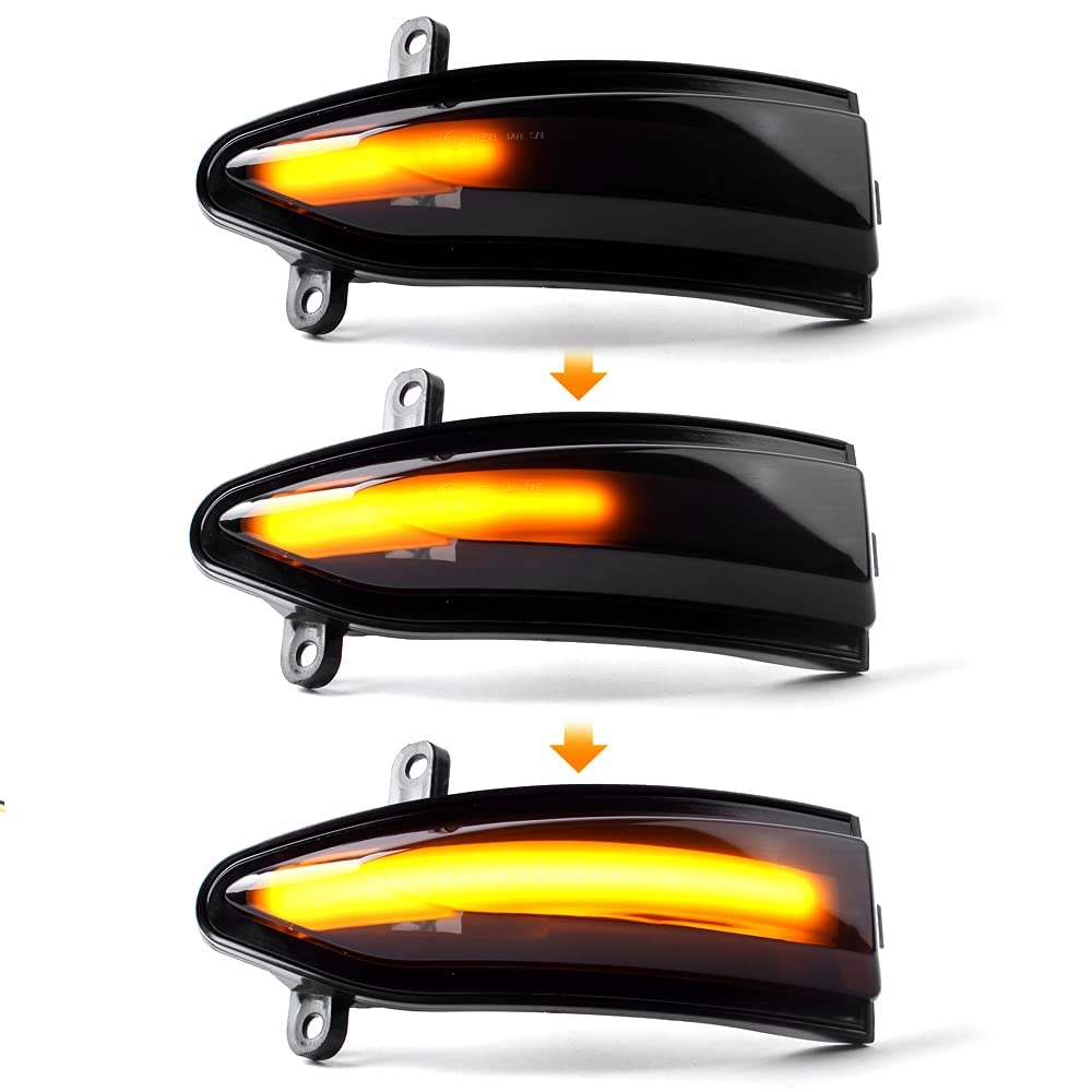 QKLsudua 2pcs Dynamic Sequential Blink LED Side Mirror Turn Signal Light Assembly Compatible with Alt-ima/Tea-na L33 Sylphy/Sen-tra B17 Tiida/Pulsar C13