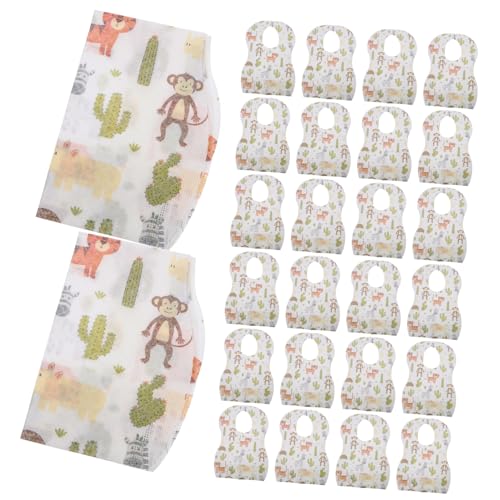 HANABASS 50 piezas Baberos Desechables Impermeables para Niña de No Tejida Diseño Animal para Alimentación y Protección contra Babas Recién Nacidos y Pequeños