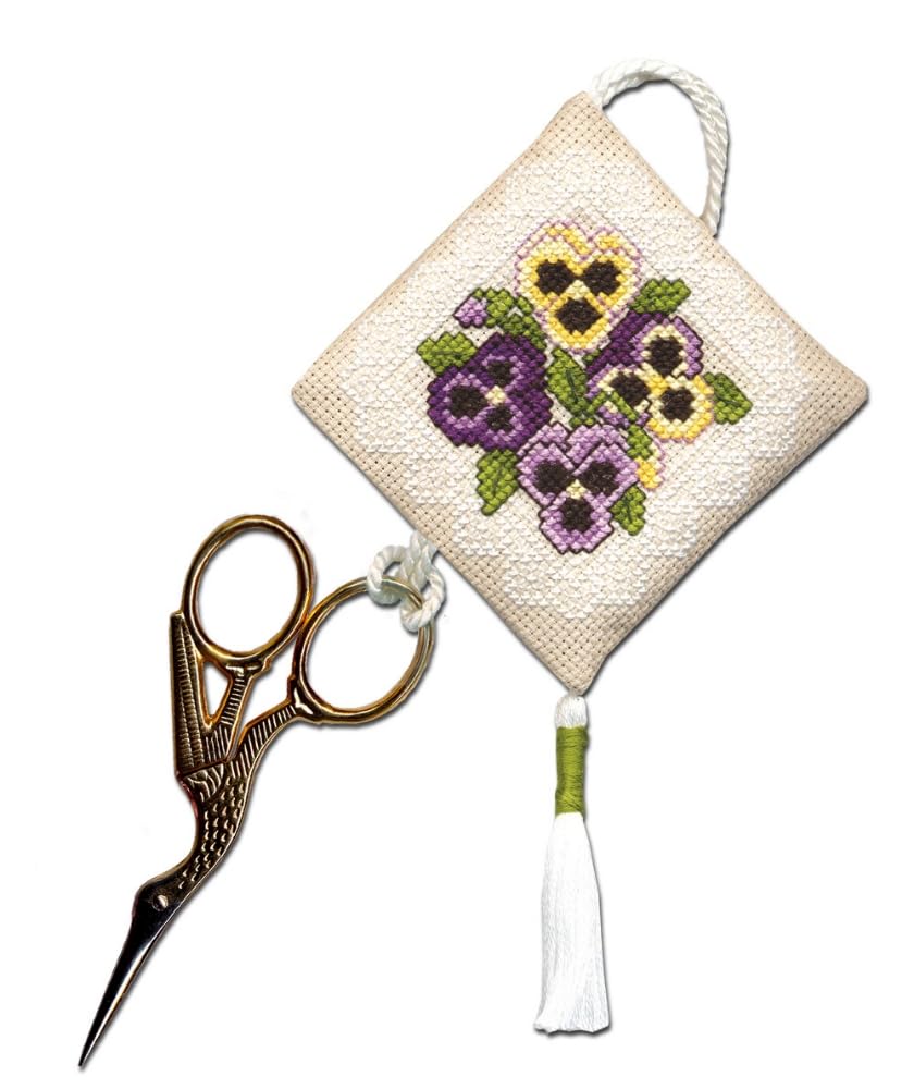 Textile Heritage Victorian Pansies Scissor Keep - Cross Stitch Kit