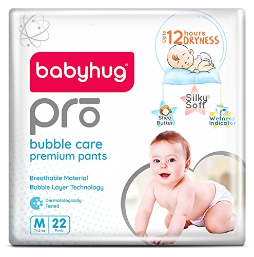 Image of babyhug Pro Bubble Care Premium Pant Style Diapers Medium (M) Size - 22 Pieces - Unisex, 590 grams