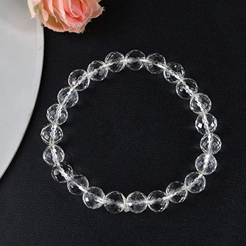 Image of Reiki Crystal Products Natural Crystal Stone 8 mm Faceted Diamond Cut Beads Bracelet for Men & Women | Reiki Charged Gemstone Bracelet | Multiple Stone Variants Available