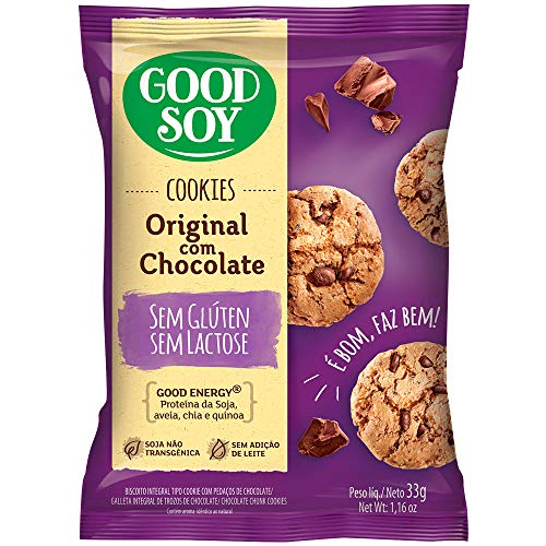 Cookies GoodSoy Originais, com pedacinhos de Chocolate – Sem glúten, sem lactose - 33g