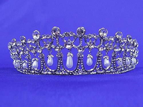 Princess Diana Cambridge Love Knot Replica Wedding Rhinestone Crystal Pearl Tiara Crown DA4