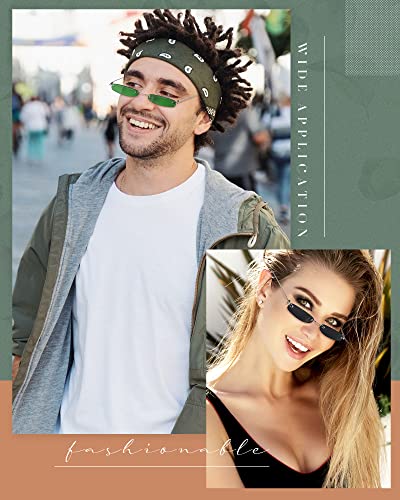 4 Pairs Women Thin Vintage Rectangle Sunglasses Small Skinny Glasses Retro Designer Style Rimless With Metal Frame Narrow Eyewear for Men Women3