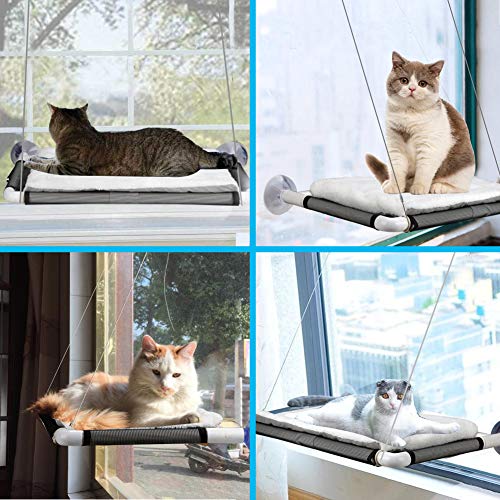 Zalalova A1 Cat Window Perch, Cat Hammock Window Seat W/Free Fleece Blanket 2024 Latest Screw Suction Cups Extra Large Sturdy Cat Bed Cat Resting Seat Hold Two Large Cats White Indoors thumb #7