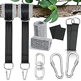 🌴8-TEILIGES PERFEKTES SET: Dieses hängematte befestigungsset hat 2 Stück hängemattengürtel, 2 Stück Baumschutzhüllen, 2 Stück Karabiner aus Edelstahl, 1 Stück Drehring und 1 Stück Tragetasche. Unsere schaukel befestigung funktioniert gut mit jedem Camping Hängematte, Baumschaukel oder Hängesessel.