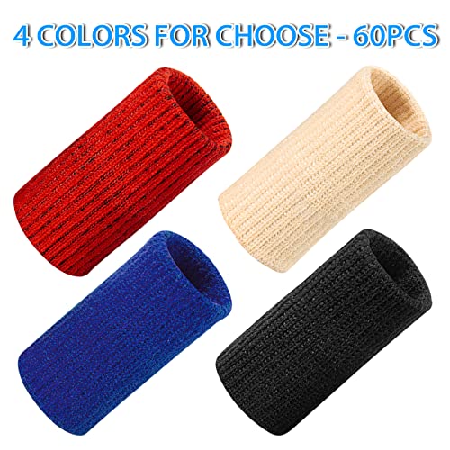 Ponpon 60Pcs Finger Sleeves Protectors Finger Splints Finger Protectors Thumb Brace Supports For Arthritis Sport Trigger Finger (Red, Blue. Black, Beige) #TOP2