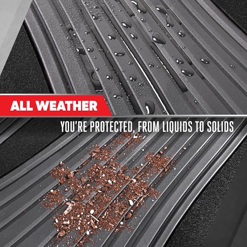 Image of Motor Trend ChromeTech Car Floor Mats Full Set - Durable Rubber Floor Mats for Cars with Two Tone Accent, All Weather Interior Protection for Front and Rear with Non-Slip Backing, Gray /Black