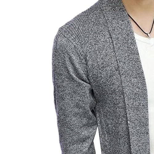 Men's Shawl Collar Open Front Long Cardigan Long Sleeve Knit Sweater with Pockets Solid Color Casual Knitwear3