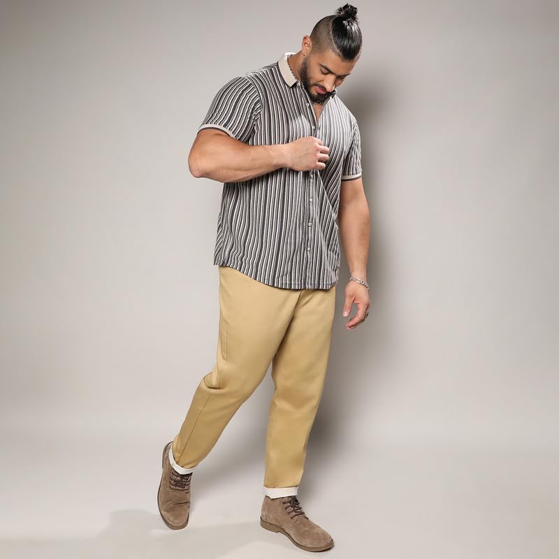 Image of Instafab Plus Men's Shirt for Casual Wear | Spread Collar | Short Sleeve | Button Closure | Plus-Size Fit | Cotton Shirt Crafted with Comfort Fit for Everyday Wear