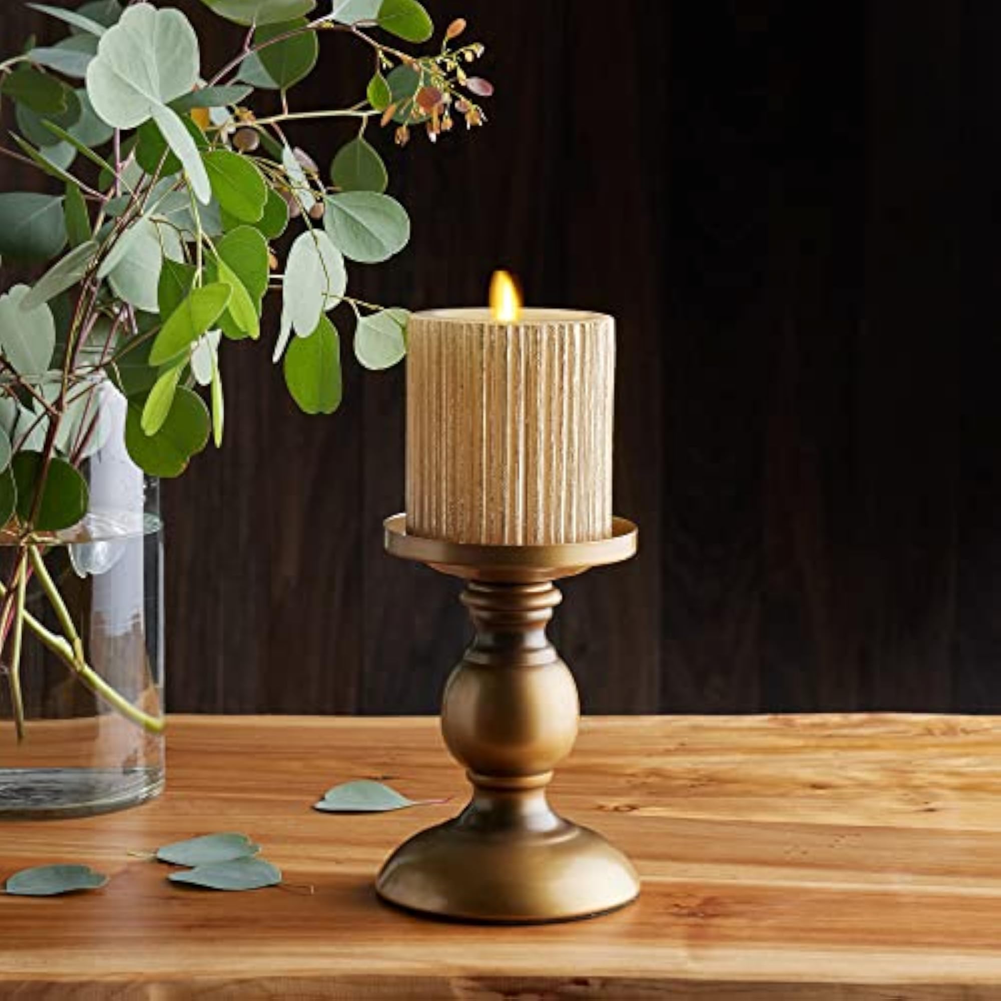 Flameless LED Candle with Embossed Metallic Furrow