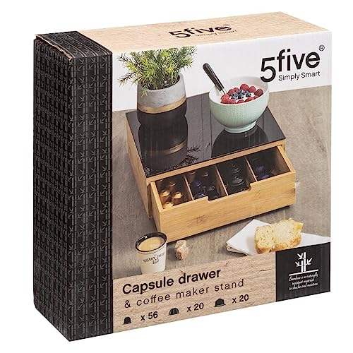 Five Simply Smart Coffee Maker Holder with Drawer, Black Bamboo – BigaMart