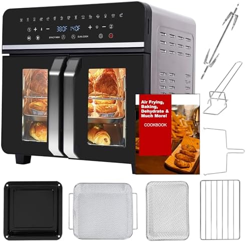 24Qt Large Air Fryer Toaster Oven Combo - French Double Door Airf...