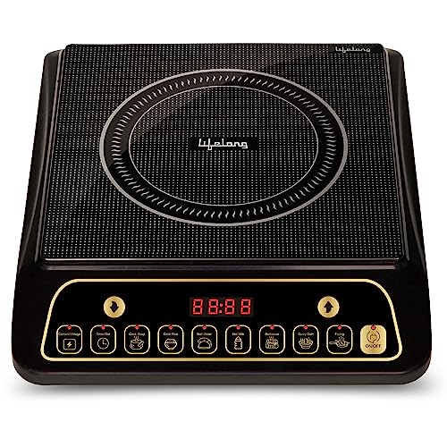 Lifelong Inferno LLIC60 - Placa de inducción doméstica 2000 W con 7 opciones de menú indio preestablecidas y apagado automático, cocción fácil, 1 año de garantía (negro)