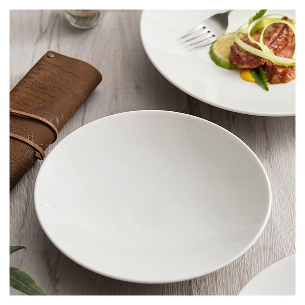 Talerze Obiadowe 8,2 cala/9 cali/9,8 cala Jasny luksusowy biały talerz ceramiczny wysokotemperaturowy Talerz do sałatek owocowych Talerz do serwowania komercyjnego(L)