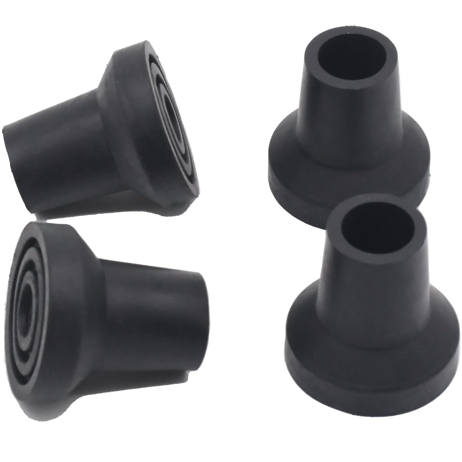 DORANMI 1/2' Walking Cane Tips 4 Pack Set, No-Slip Cane Replacement of Black Rubber Tips, Heavy Duty Waliking Stick Base, Anti Skid Cane Foot for Stability Crutch Accessories (1/2 INCH)