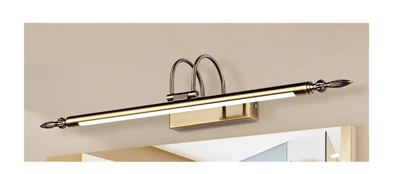 Lámpara de baño LED 9W 56CM Luz de espejo de níquel for dormitorio Vestidor Iluminación de imagen de pared negra Cobertura total(Warm,SAND NICKEL_9W 56CM)