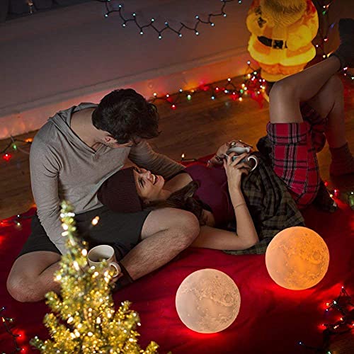 Image of RUCON 3D Moon Light Lamp 7 Multi Colors Changing Touch Sensor for Adult and Kids with Wooden Stand Moon Night Lamp for Bedroom Home Decorations Light -15cm