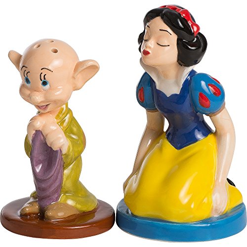 Vandor Disney Snow White and Dopey Sculpted Ceramic Salt and Pepper Set, 3.5 x 2 x 2 Inches